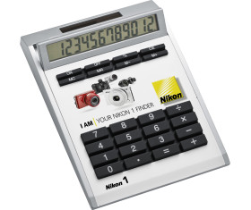 Own-design desk calculator with insert without holes, small